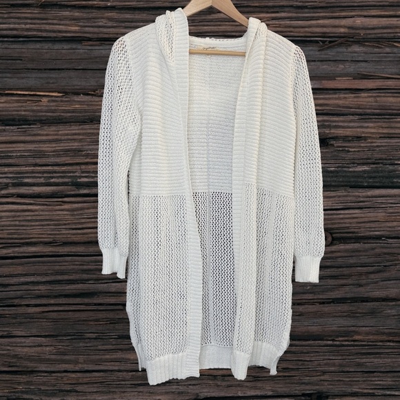 Mystree Cream Open Front Cardigan Sweater - Picture 1 of 4